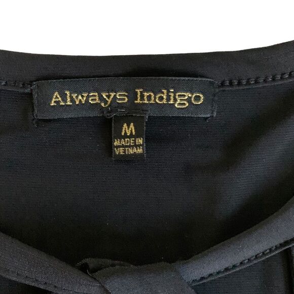 Always Indigo Women’s Black Contemporary Keyhole Neck Tank Top Size Medium - Picture 5 of 8